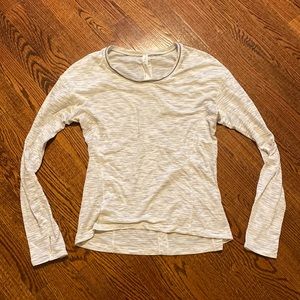 Lululemon Heathered Off White Gray Long Sleeve Top